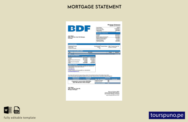 listo para imprimir Nicaragua Banco de Finanzas (BDF) estado de cuenta de hipote